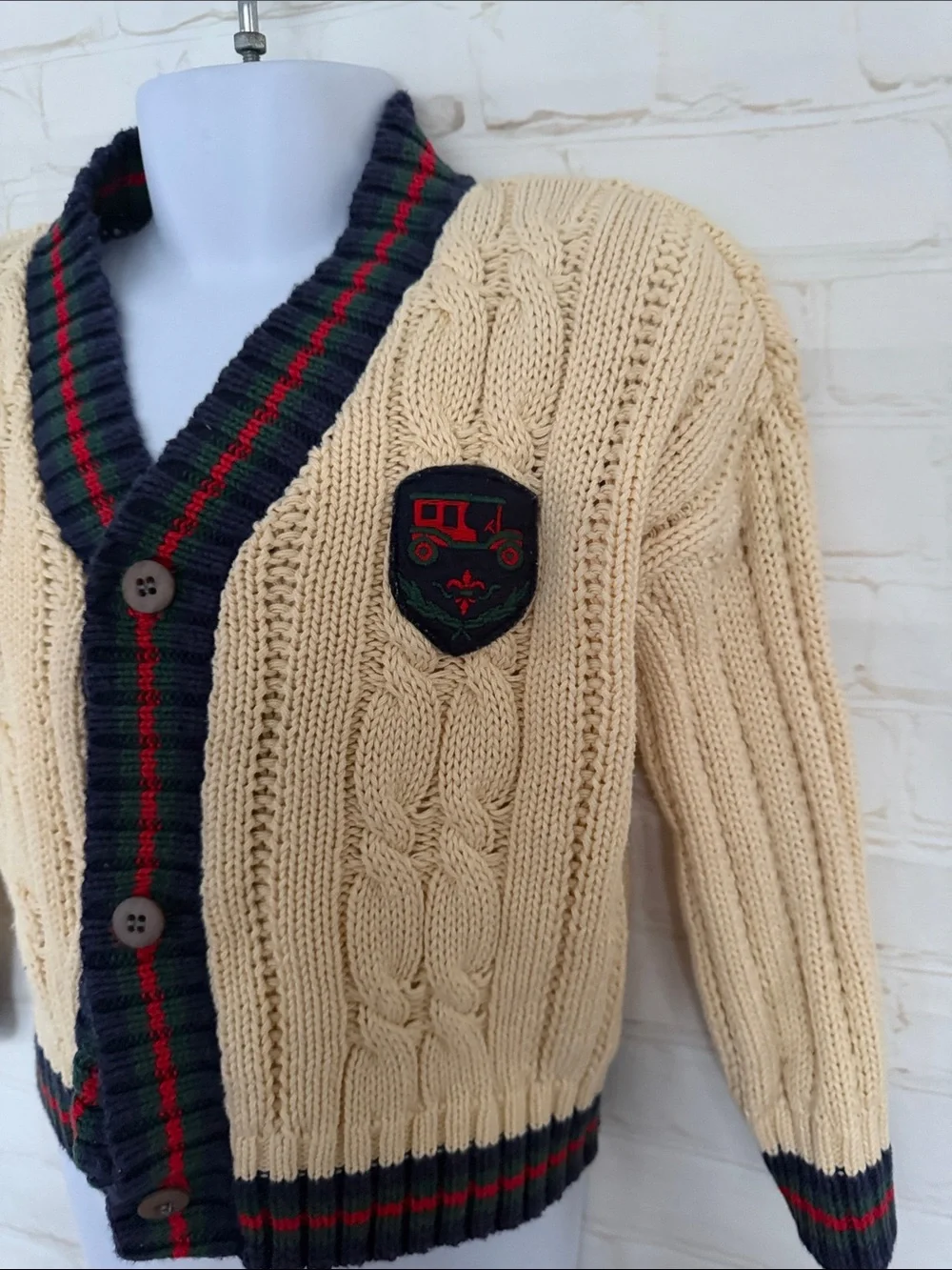 90’s VTG HARTSTRINGS BABY Cream Knit Baby sweater Trim SIZE 24mos